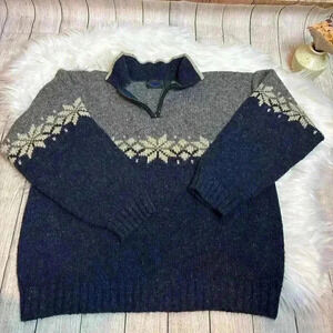 Vintage Etchings Fair Isle Wool Blend Grandpa Men’s Sweater Size XL